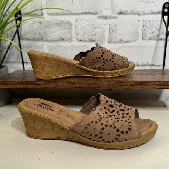 Spring Step Made in Italy Leather Wedges Size 37 - Picture 1 of 5